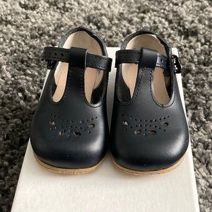 New Girls Self-Starters Navy Leather T-Strap Shoes